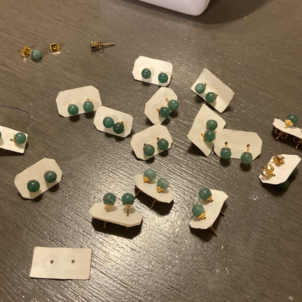 Jade Small Studed Earrings - Picture 2 of 4